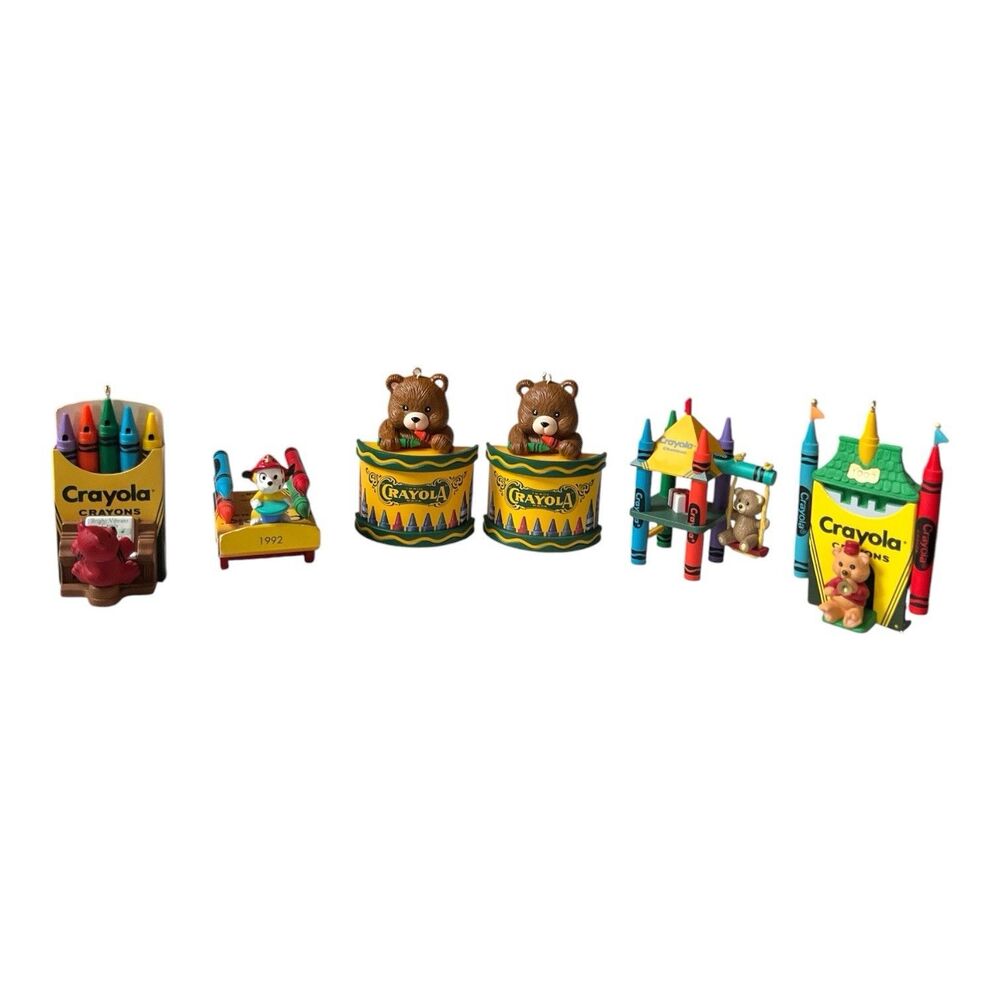 Lot Of 6 Vintage Hallmark Crayola Crayon Keepsake Ornaments Collector Series